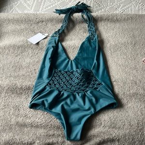 Mikoh tags removed but never warm teal one piece swim suit